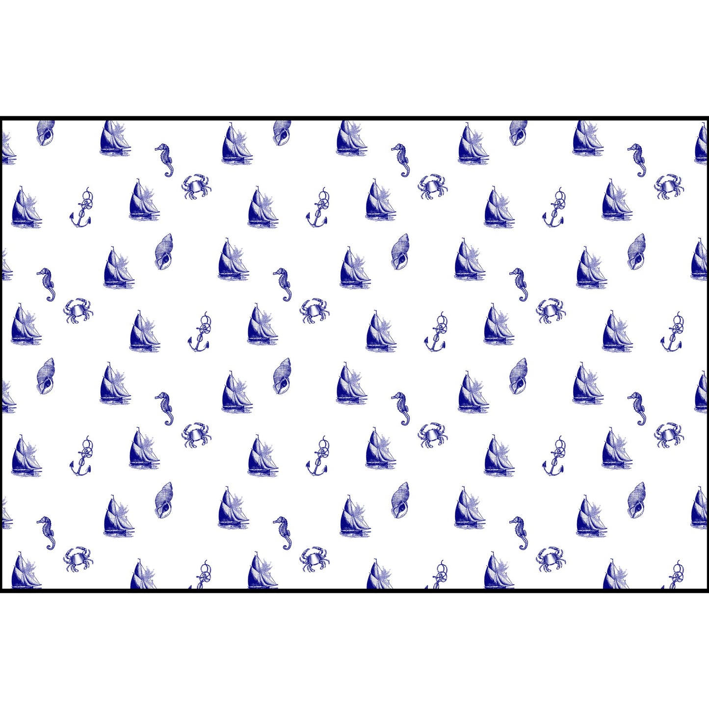 Nautical Fabric by the Yard – Navy & White Cotton for Coastal Décor