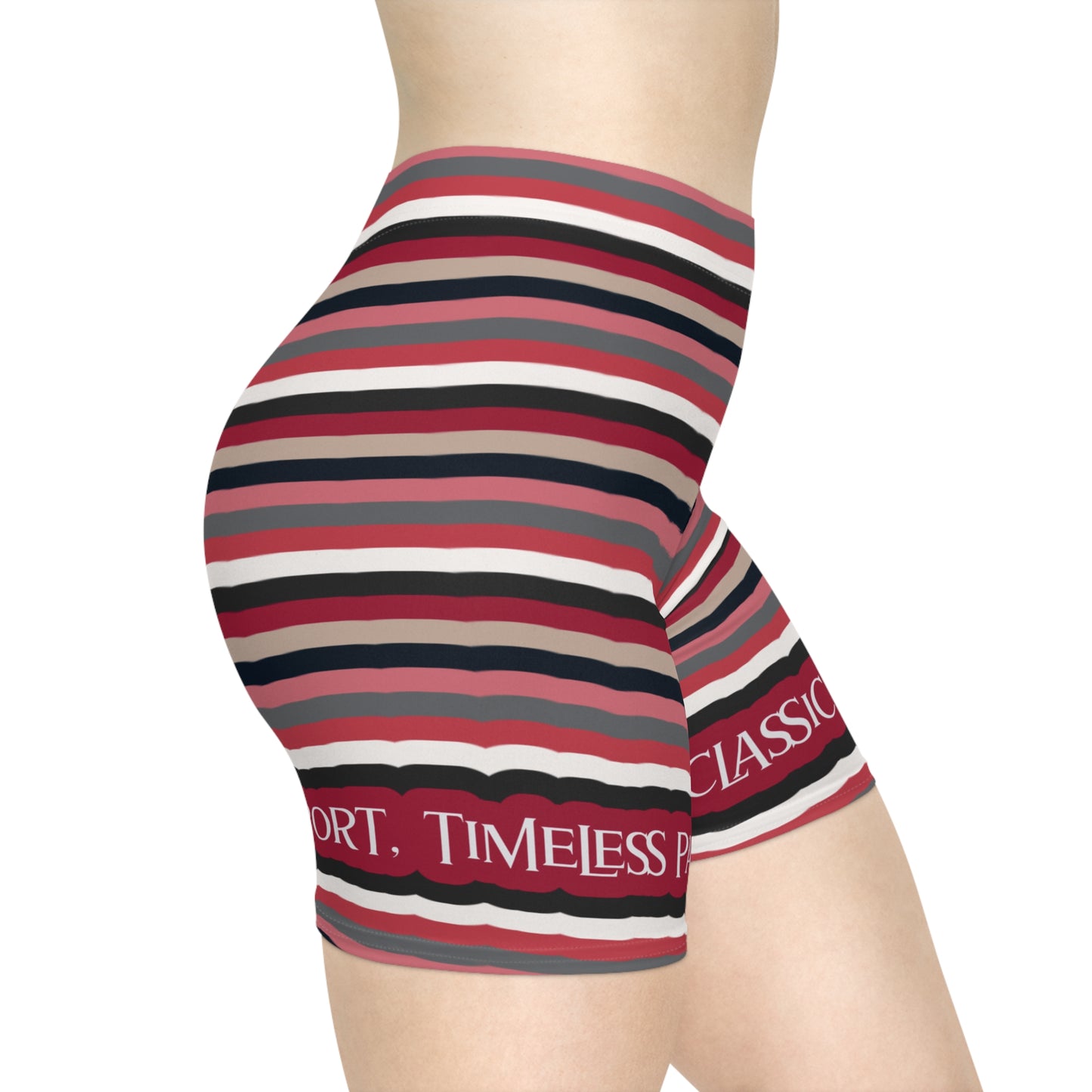 Striped Timeless Passion Women's Biker Shorts - Stylish Athletic Wear for Active Lifestyles