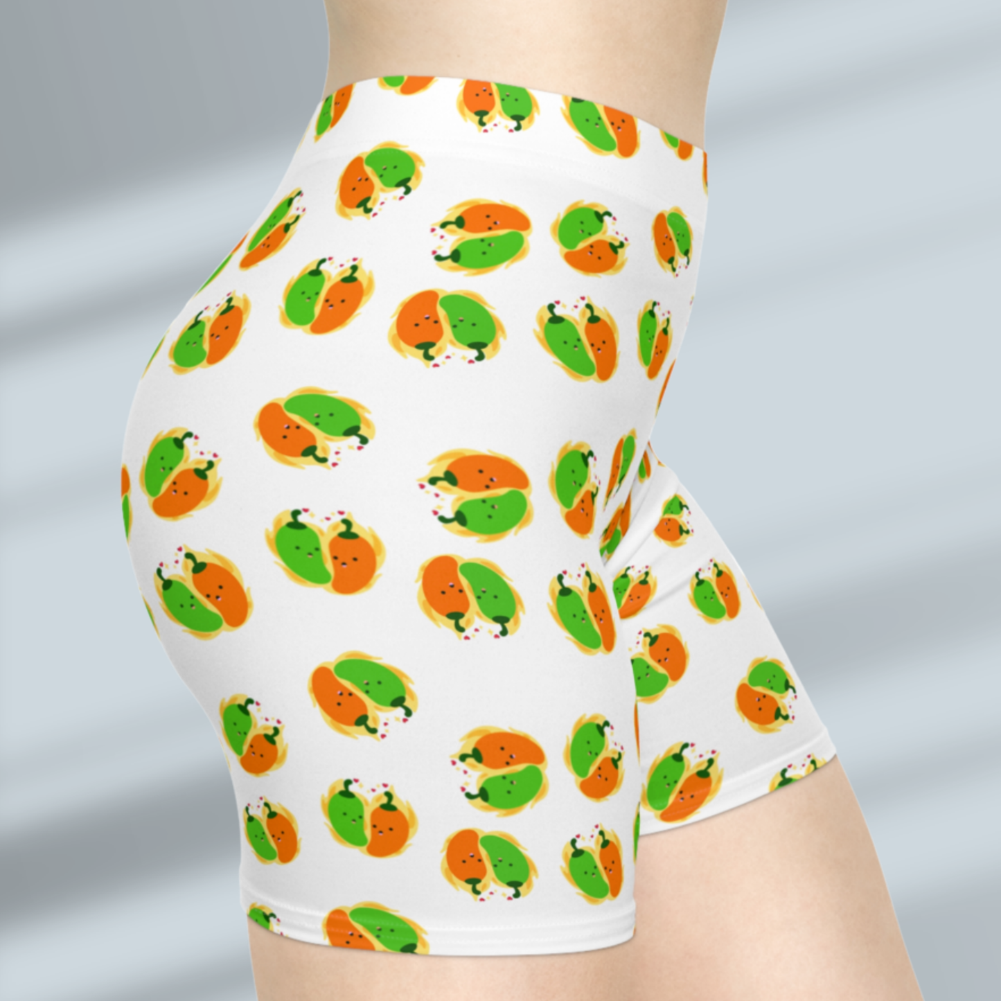 Pepper "Lovebird" Women's Rugby Slider White Biker Shorts