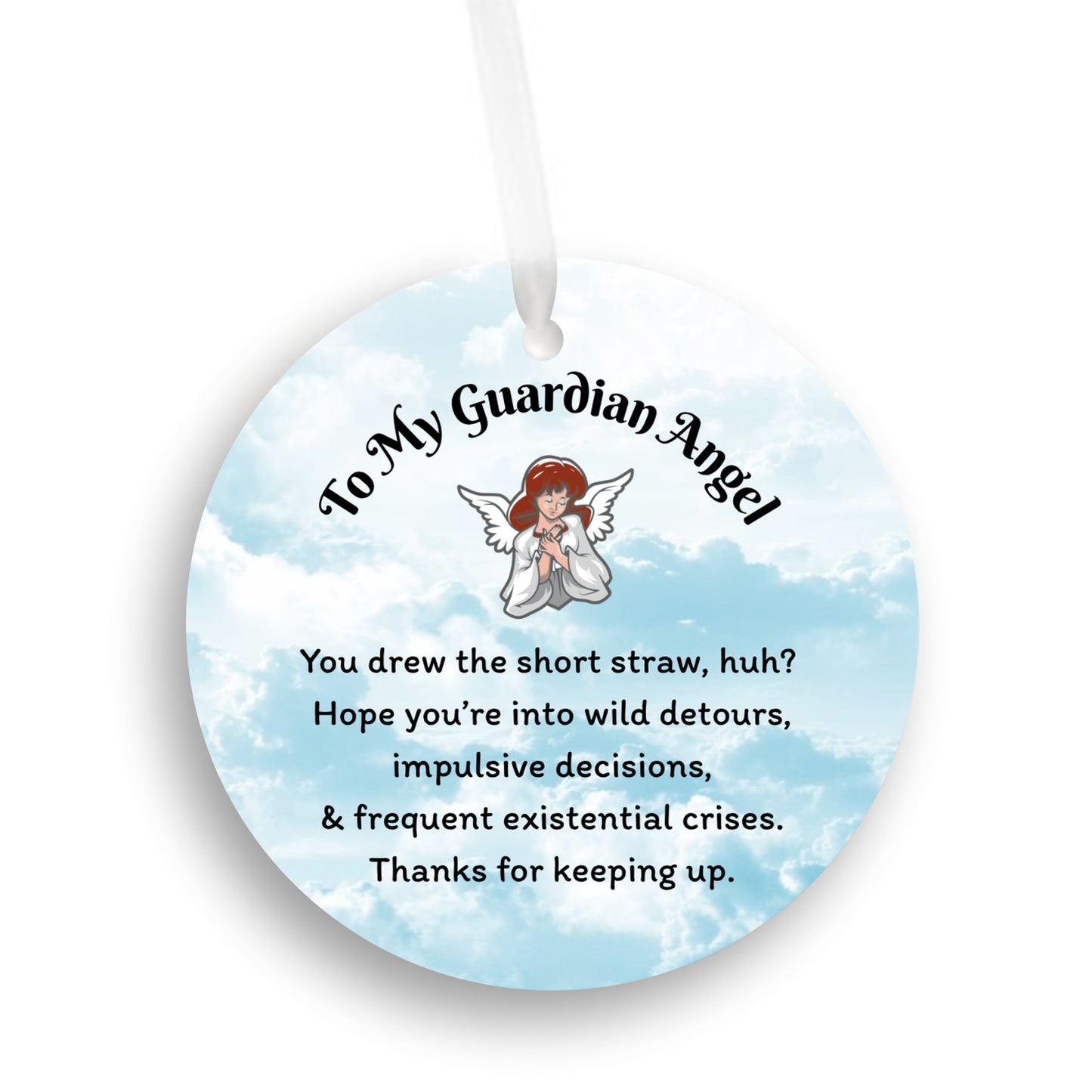 Funny Guardian Angel Car Charm – Christian Rearview Mirror Accessory Gift for Women