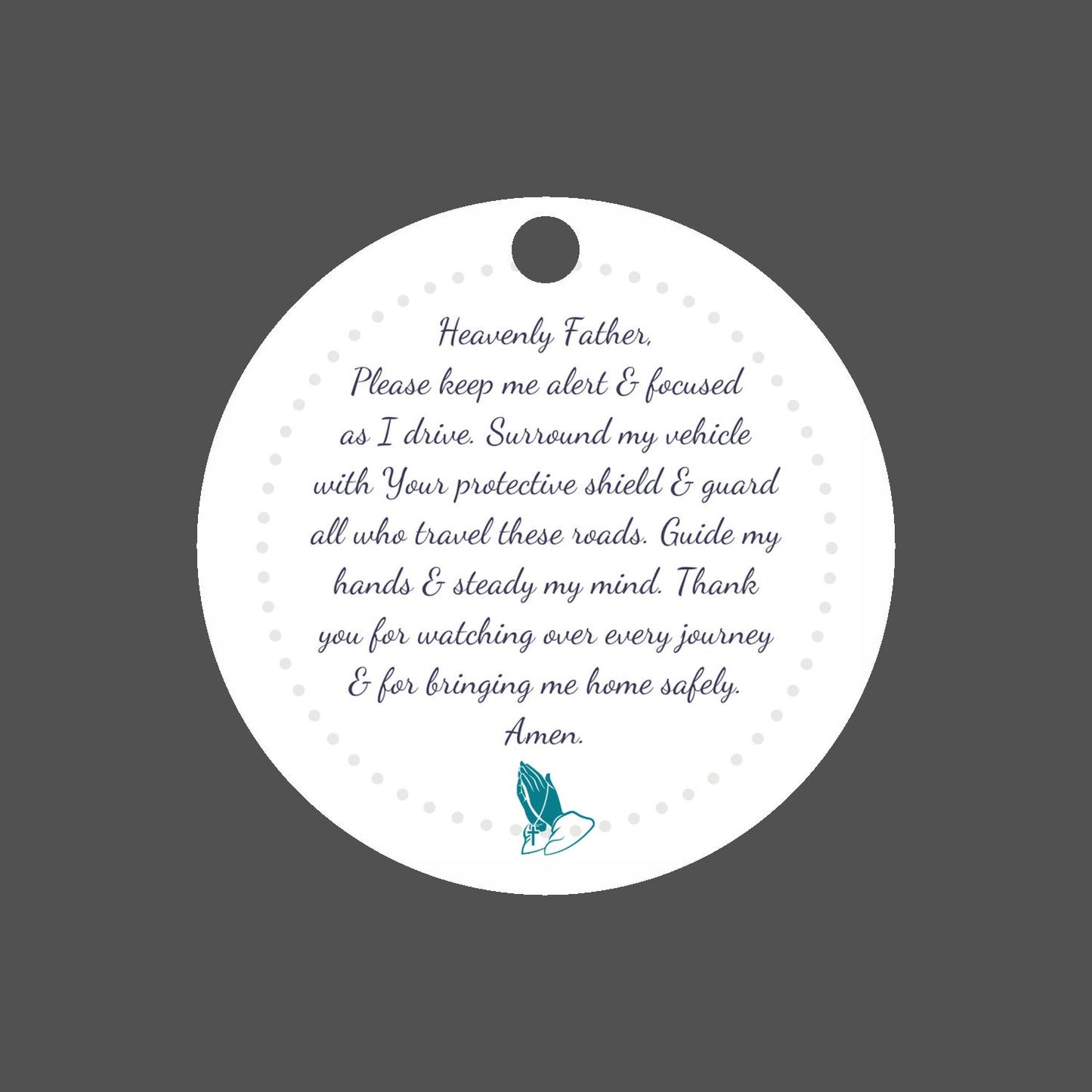 Christian Car Charm with Prayer for Protection