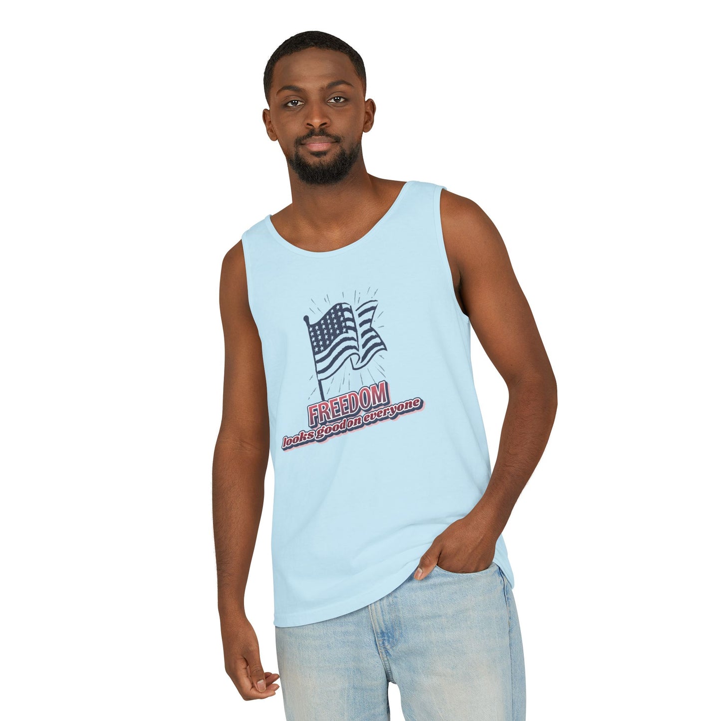 Freedom Tank Top | USA Shirt for Women & Men | American Flag Graphic | Perfect Gift for Veterans, July Birthdays, or Patriots