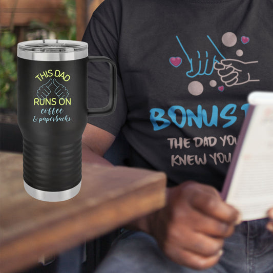 20oz Reader Dad Tumbler – Coffee Travel Mug for Fathers Who Love Books