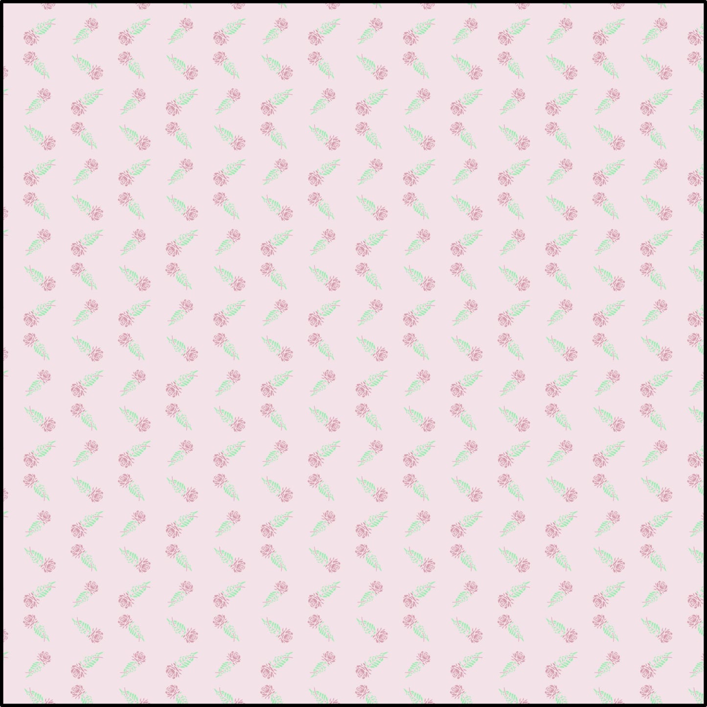 Cottagecore Rose Chevron Polyester Fabric
