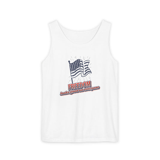 Freedom Tank Top | USA Shirt for Women & Men | American Flag Graphic | Perfect Gift for Veterans, July Birthdays, or Patriots