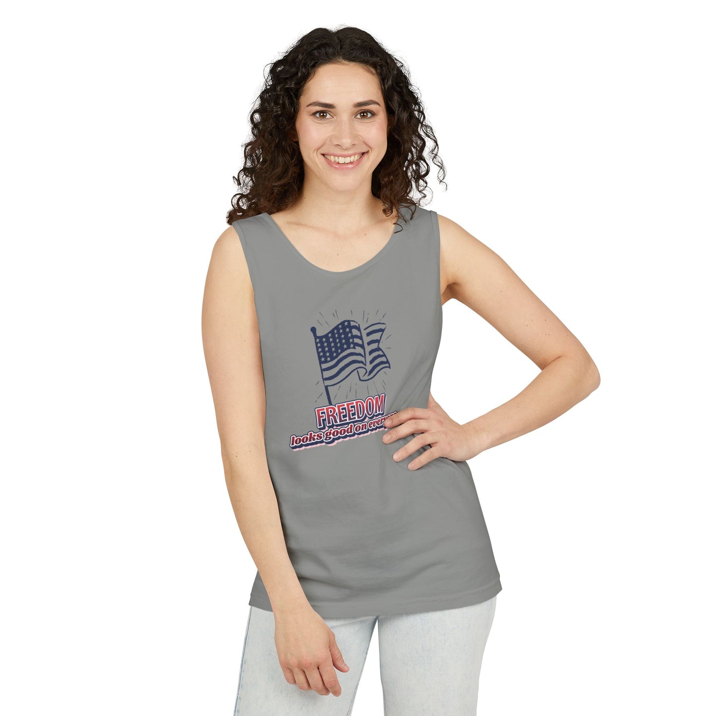 Freedom Tank Top | USA Shirt for Women & Men | American Flag Graphic | Perfect Gift for Veterans, July Birthdays, or Patriots