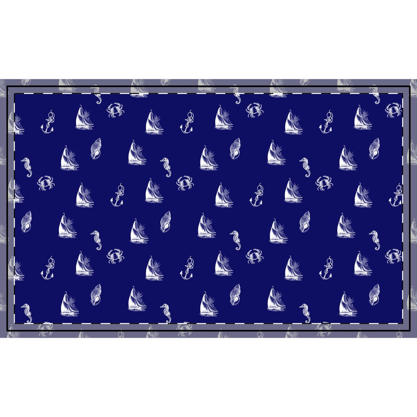 Nautical Fabric by the Yard – Navy & White Cotton for Coastal Décor
