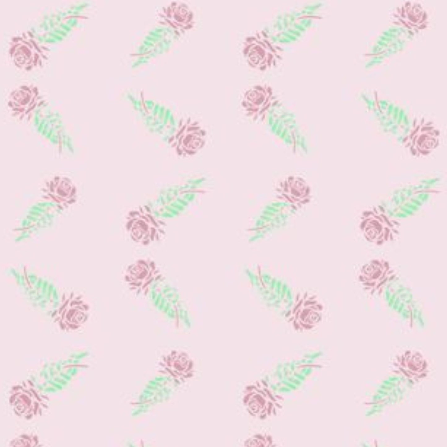 Cottagecore Rose Chevron Polyester Fabric