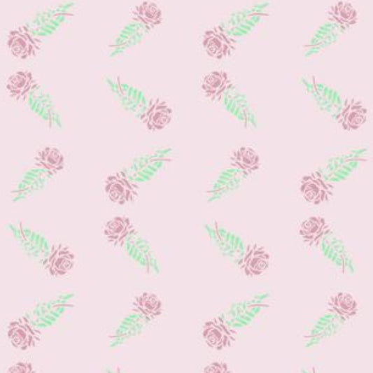 Cottagecore Rose Chevron Polyester Fabric