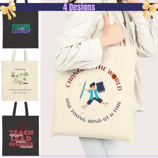 Back to School Teacher Tote – Teacher Gift with 4 Inspirational Designs