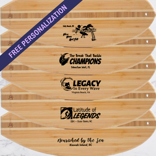 Surfboard Shaped Cutting Board – Personalized Beach Gift for Surfers