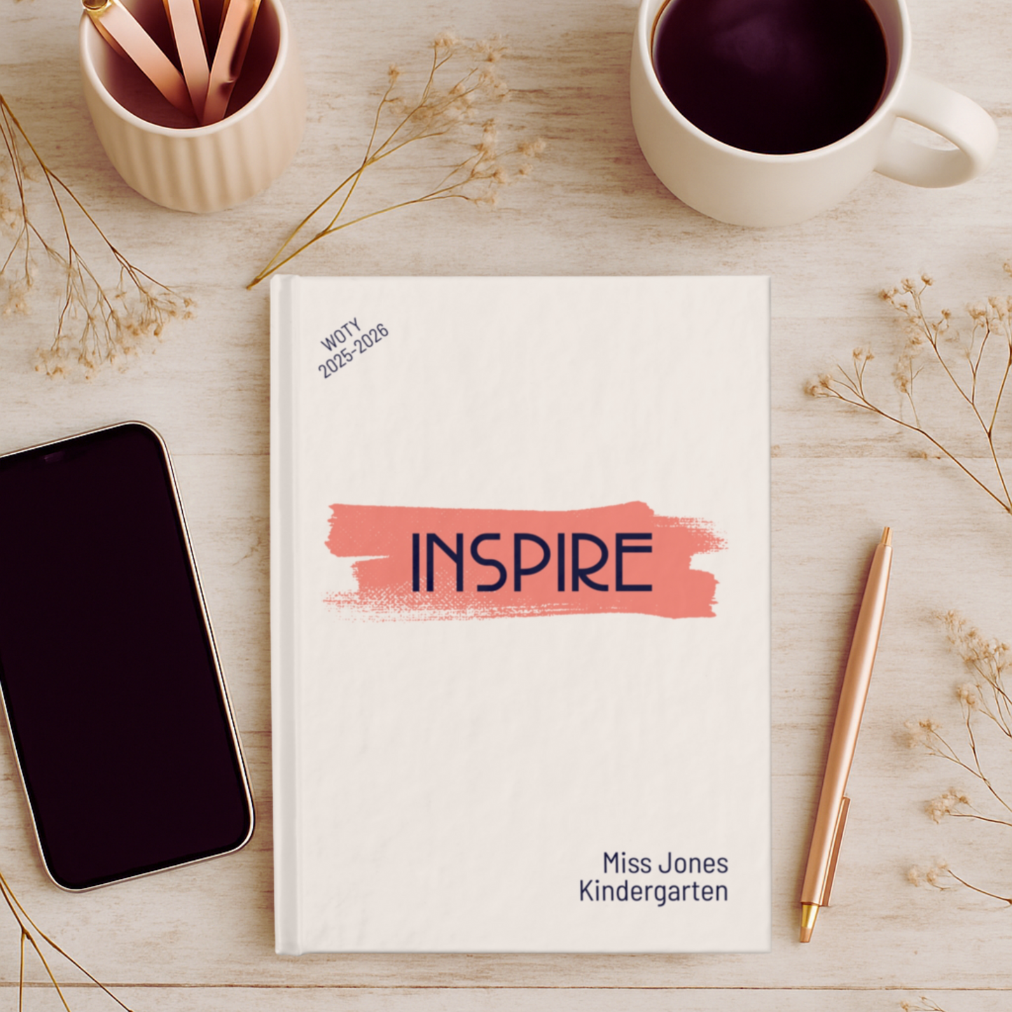 Personalized Back to School Journal with Word of the Year – Custom Teacher or Student Gift