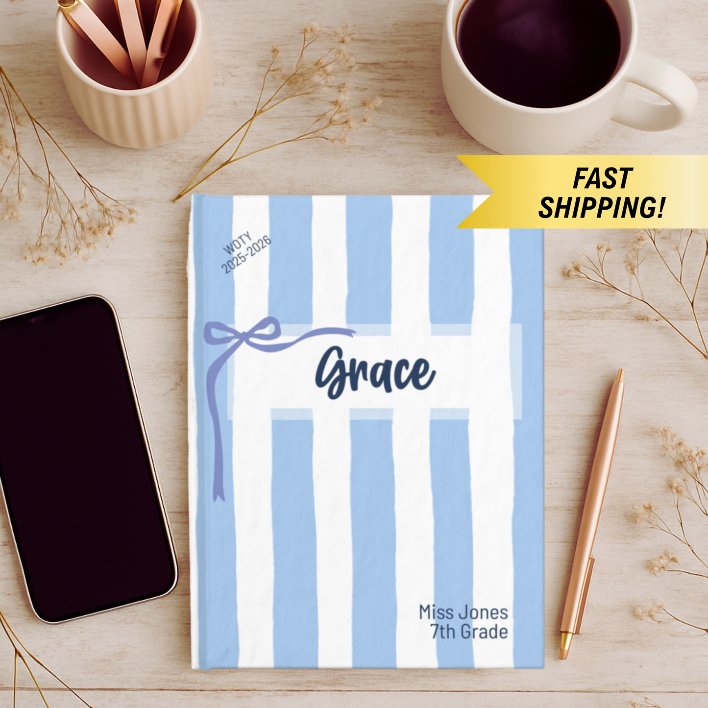 Personalized Back to School Journal with Word of the Year – Custom Teacher or Student Gift