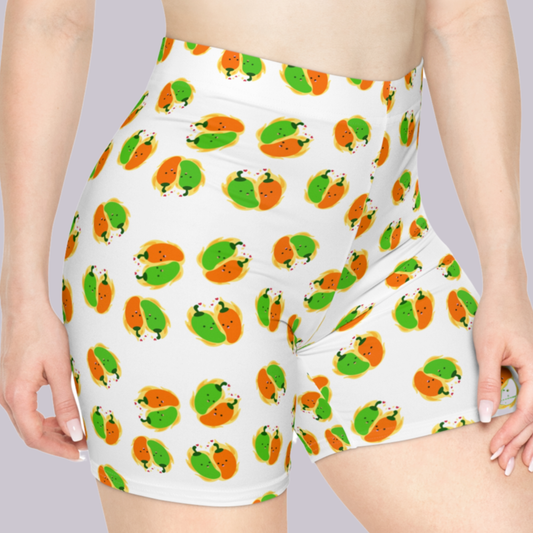 Pepper "Lovebird" Women's Rugby Slider White Biker Shorts