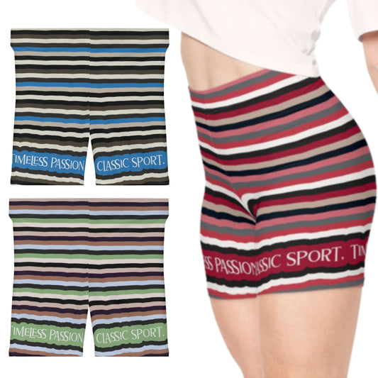 Striped Timeless Passion Women's Biker Shorts - Stylish Athletic Wear for Active Lifestyles