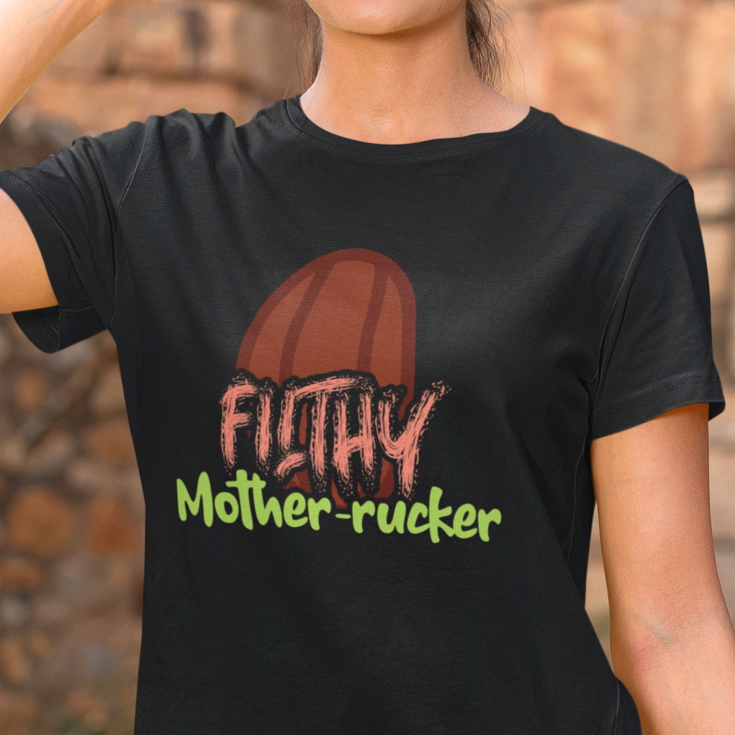 Filthy Mother-Rucker Brown Ball Funny Rugby T-shirt