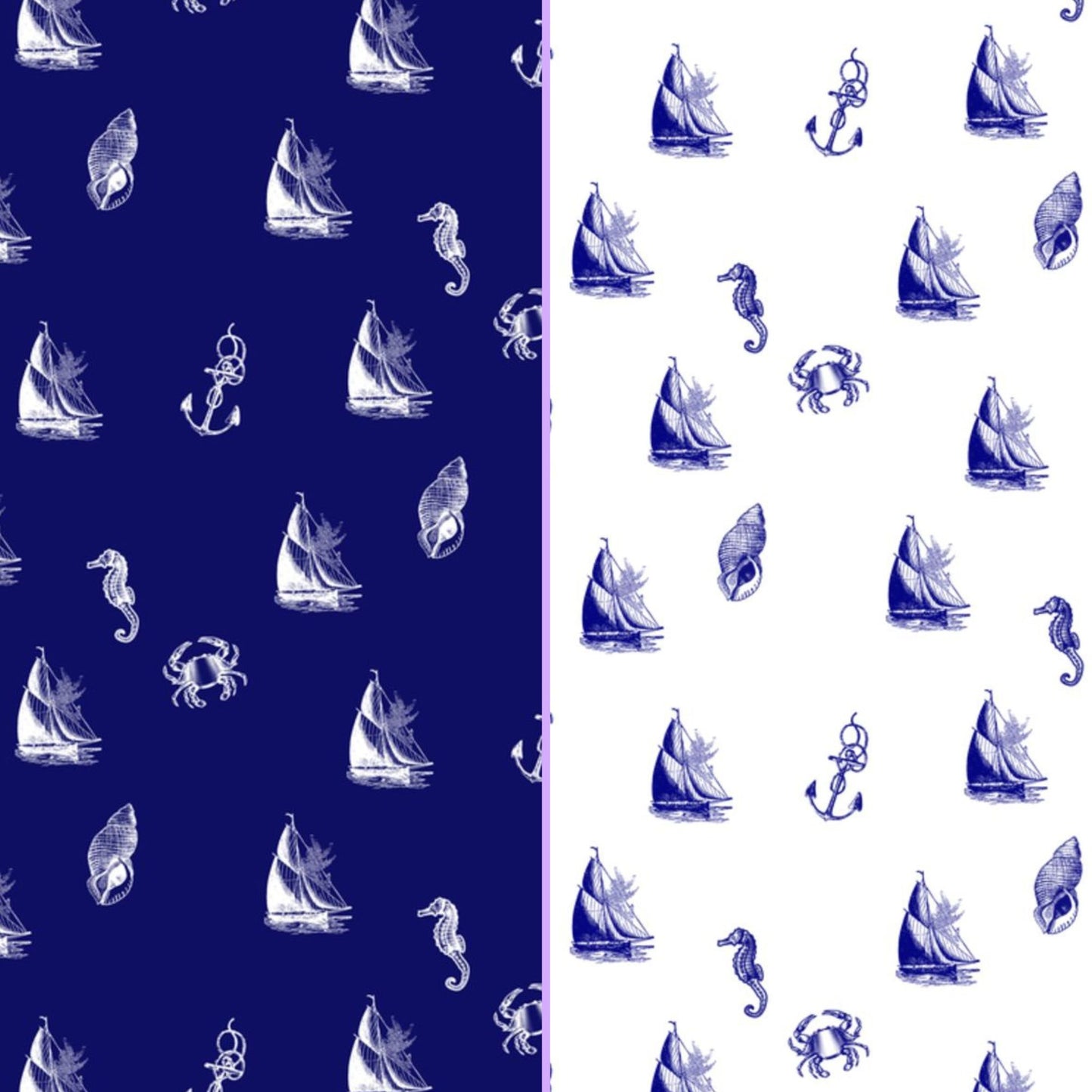 Nautical Fabric by the Yard – Navy & White Cotton for Coastal Décor