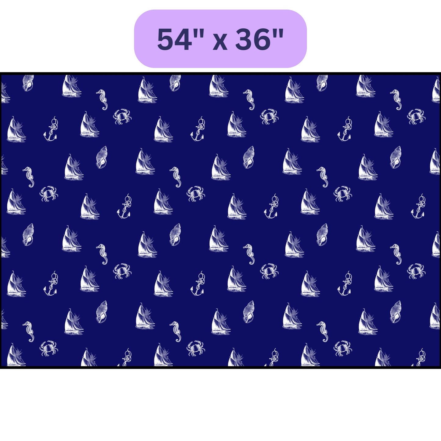 Nautical Fabric by the Yard – Navy & White Cotton for Coastal Décor