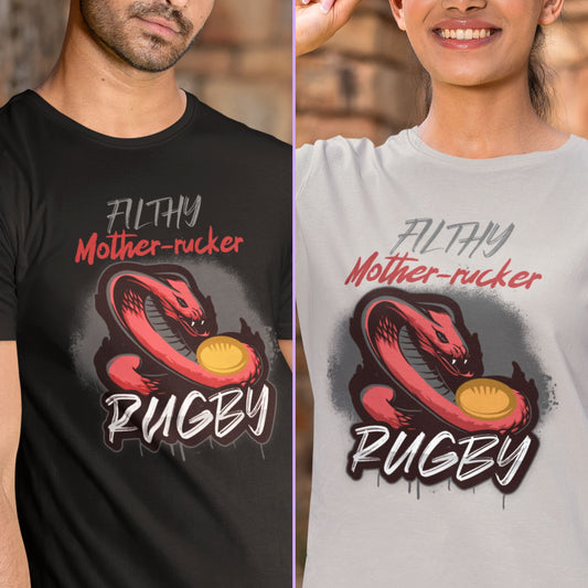 Filthy Mother-rucker Snake Funny Rugby T-shirt Unisex