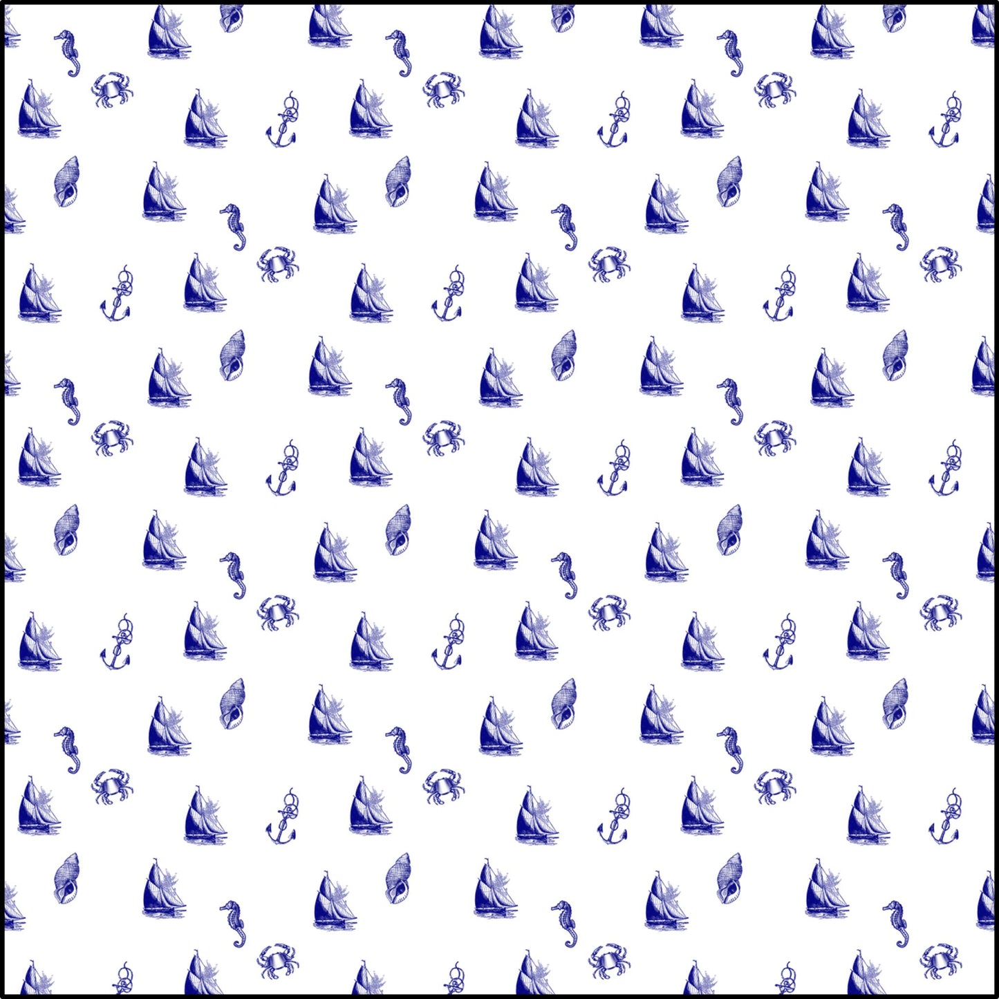 Nautical Fabric by the Yard – Navy & White Cotton for Coastal Décor