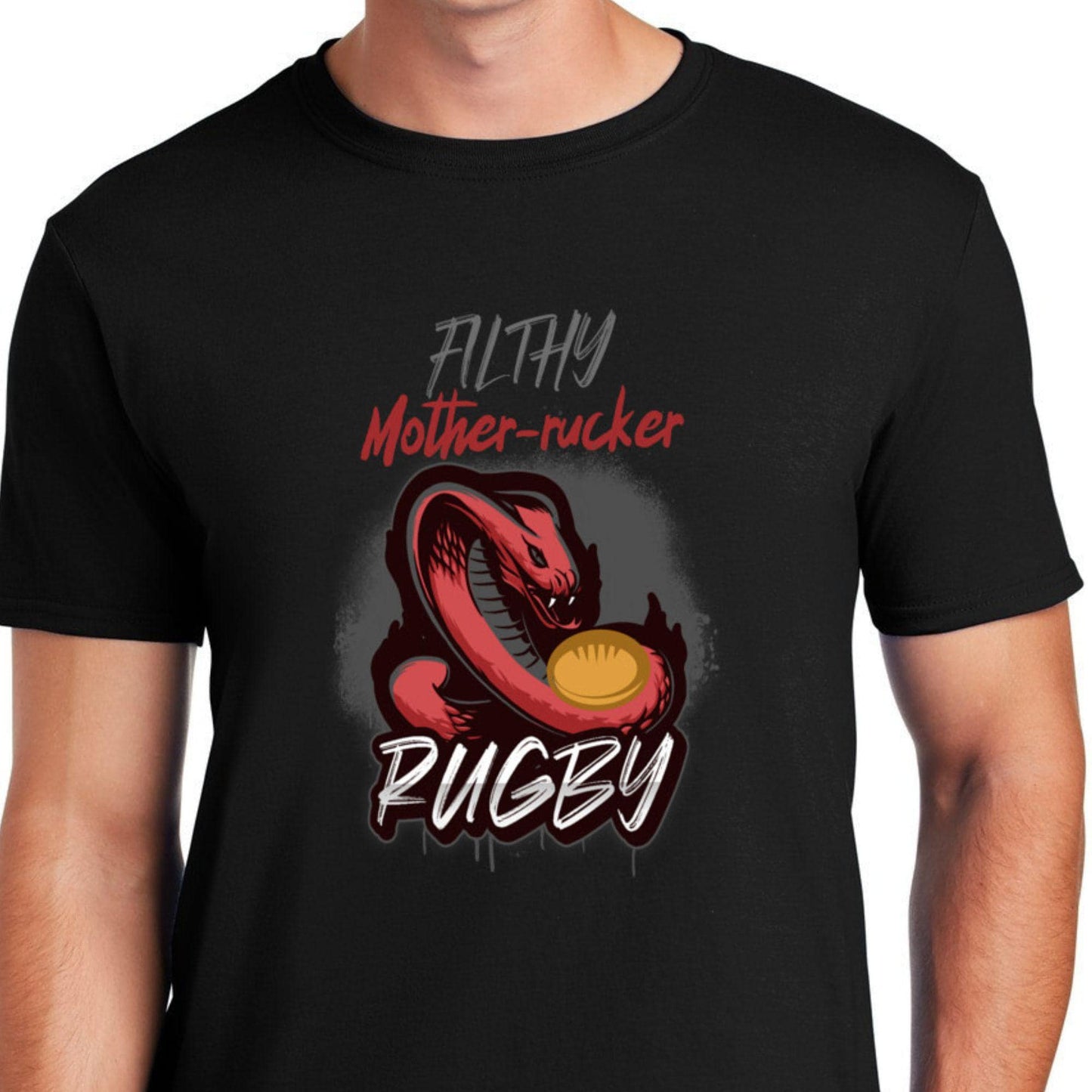 Filthy Mother-rucker Snake Funny Rugby T-shirt Unisex