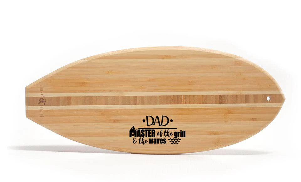 Surfboard-Shaped Cutting Board – Personalized Grill Gift for Dad