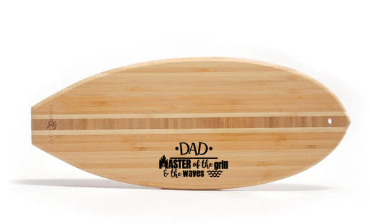 Surfboard-Shaped Cutting Board – Personalized Grill Gift for Dad