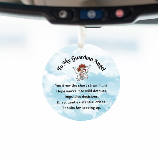 Funny Guardian Angel Car Charm – Christian Rearview Mirror Accessory Gift for Women