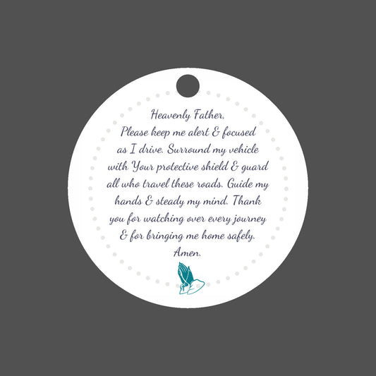 Christian Car Charm with Prayer for Protection